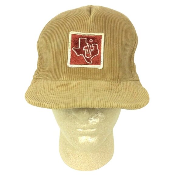 Texas Instruments Patch Snapback Hat Tan Corduroy Cap Adjustable Swingster USA - Picture 1 of 8